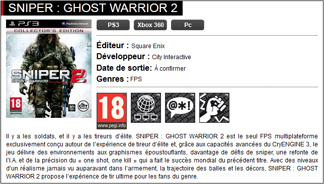 Présentation Sniper Ghost Warrior 2