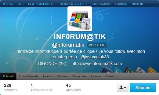 Capture du header installé sur le compte d'Inforumatik Capture du header installé sur le compte d'Inforumatik