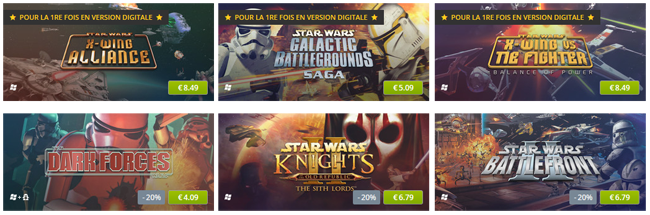 LucasFilm sur GOG.com : Deuxième Vague