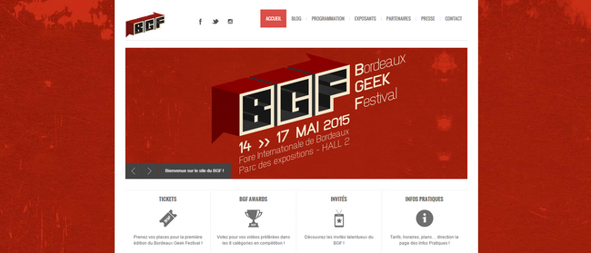 BGF - Bordeaux Geek Festival : Capture du site