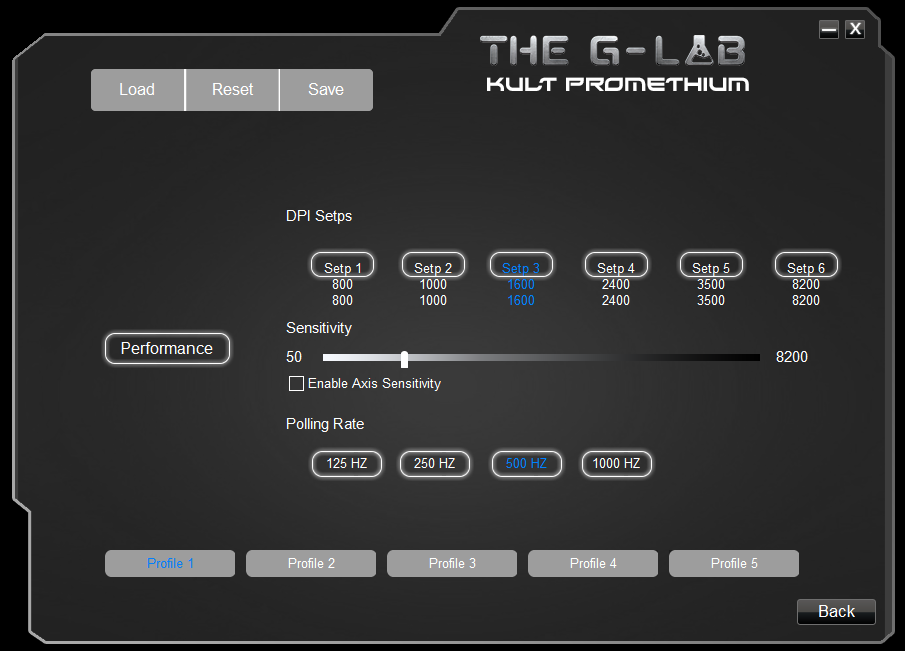 Souris Kult Promethium : Capture programme personnalisation