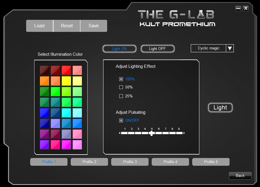 Souris Kult Promethium : Capture programme personnalisation