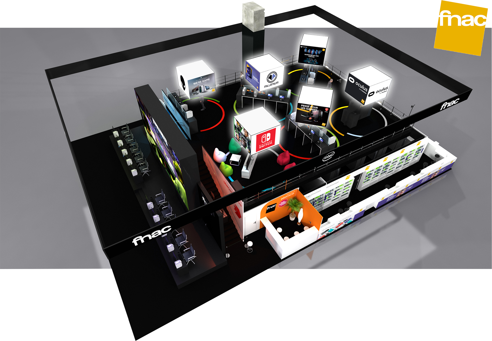 Paris Games Week 2019 : Vue aérienne du stand Fnac